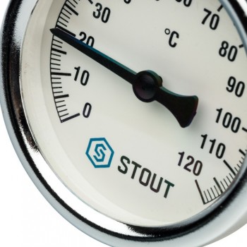 STOUT SIM-0001 Термометр биметаллический с погружной гильзой. Корпус Dn 63 мм, гильза 75 мм 1/2