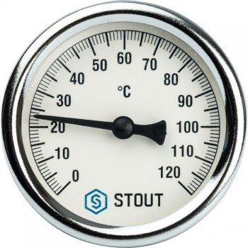 STOUT SIM-0003 Термометр биметаллический с погружной гильзой. Корпус Dn 63 мм, гильза 50 мм, резьба с самоуплотнением 1/2