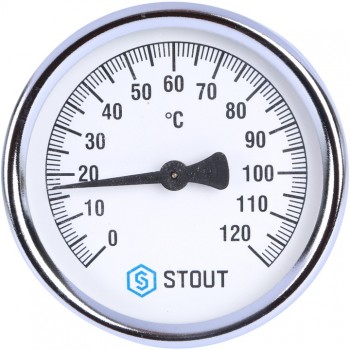 STOUT SIM-0004 Термометр биметаллический накладной с пружиной. Корпус Dn 80 мм, 0...120°С, 1