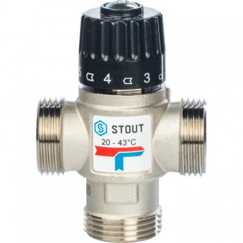 STOUT  Термостатический смесительный клапан для систем отопления и ГВС. G 1/4 НР    20-43°С KV 2,5